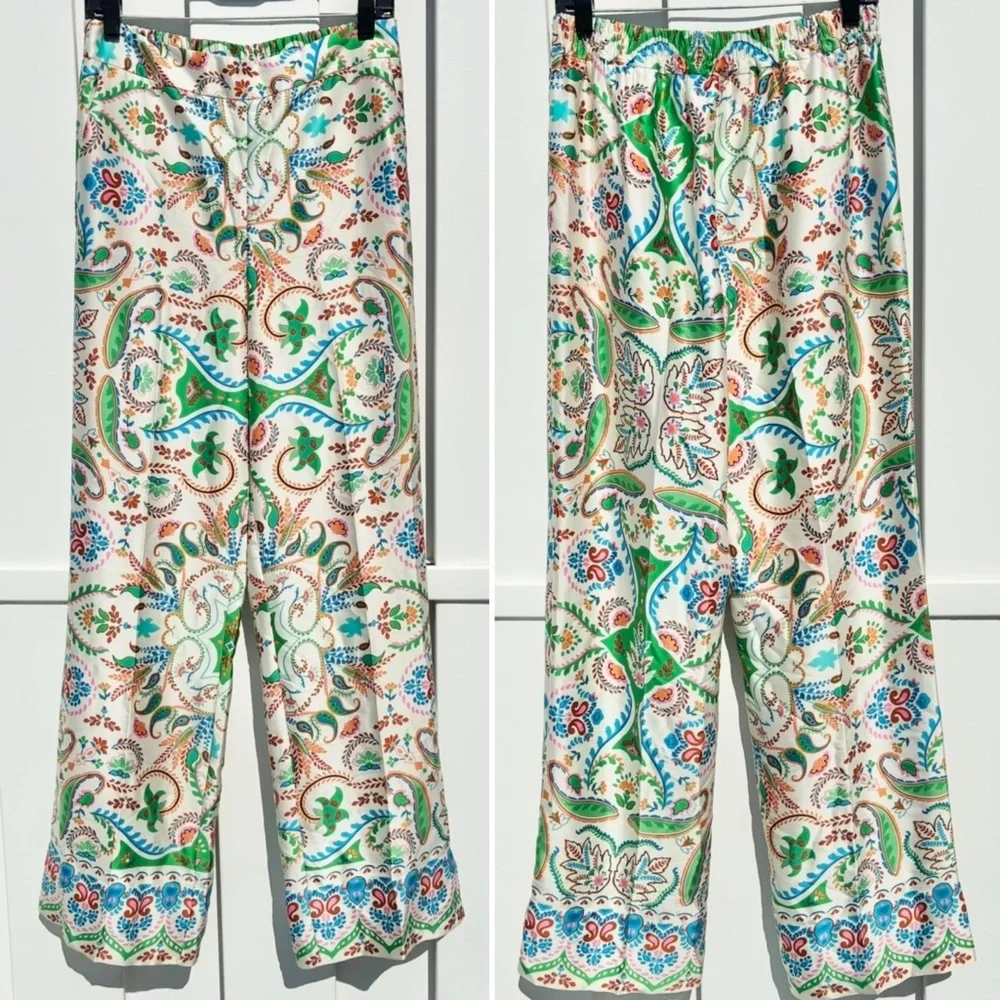 Rachel Zoe Multicolored Printed Satin Blazer & Pant Set NEW Women’s Large - Picture 4 of 16
